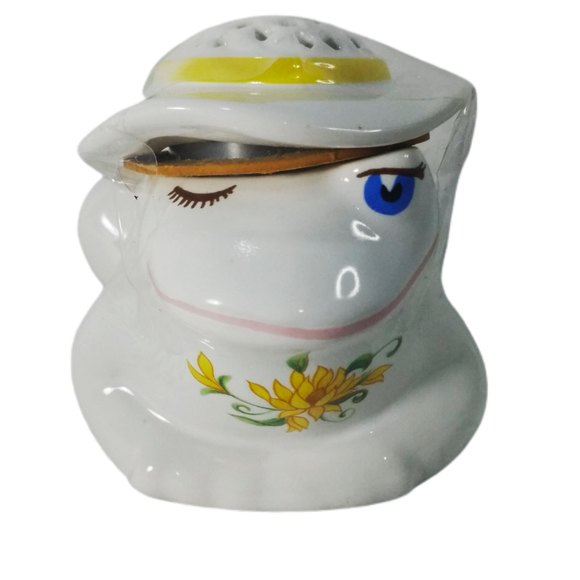 VTG Avon Frog Pomander Sachet Yellow Floral Scent Diffuser Holder - Picture 8 of 11